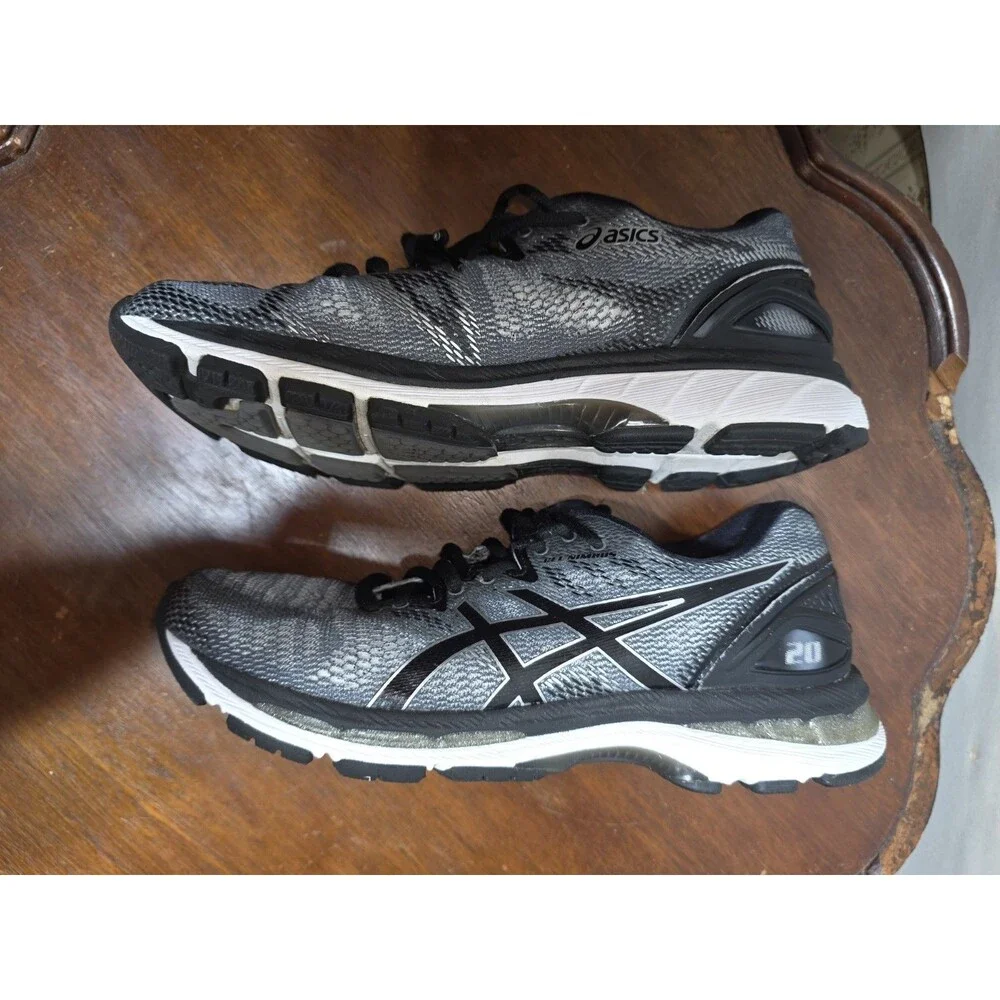 ASICS Gel Nimbus 20 T800N Mens 7.5 Carbon Black Silver Running Shoes GUC